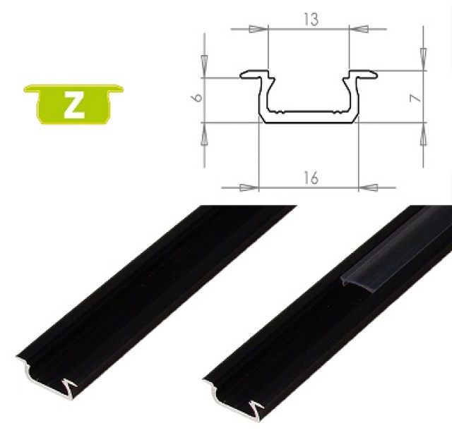 LEDLabs Hliníkový profil LUMINES Z zápustný 3m pro LED pásky, černý